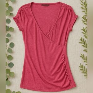 MICHAEL STARS Wrap Short Sleeve Top Red Sz OS